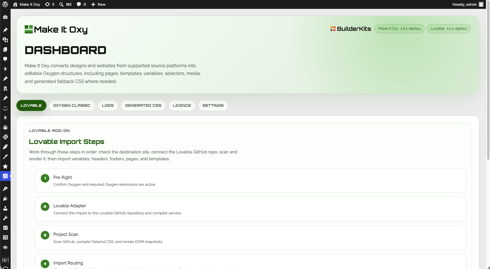 Make it Oxy Dashboard