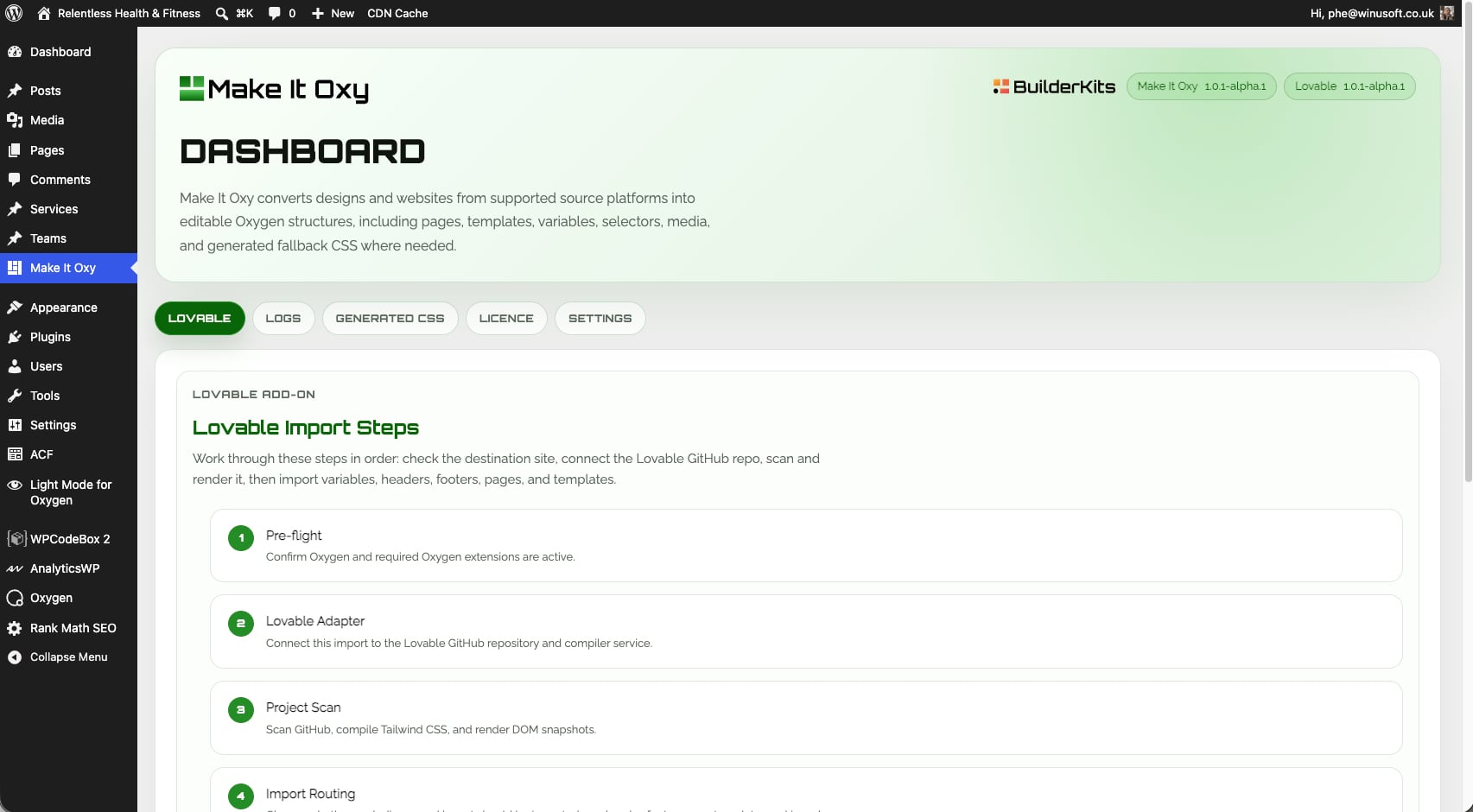 Make It Oxy dashboard